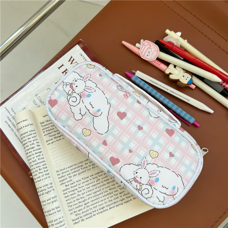 Cinnamoroll Small Fresh Pen Bag Girl Heart Large Capacity Stationery Bag Checker Storage Bag