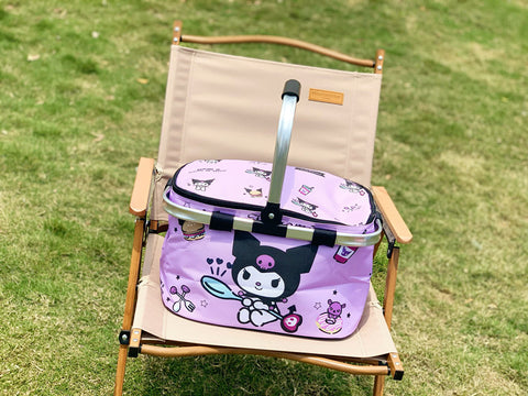 Sanrio Picnic Basket Outdoor Spring Outing Foldable Storage Basket Picnic Insulation Basket Camping Picnic Portable Basket