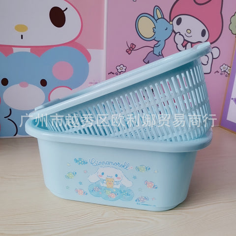 Sanrio Double-layer Vegetable Washing Basin, Drain Basket, Kitchen, Household Plastic Fruit Dish, Living Room, Sink, Water Filter, Vegetable Basket, Washing Basket