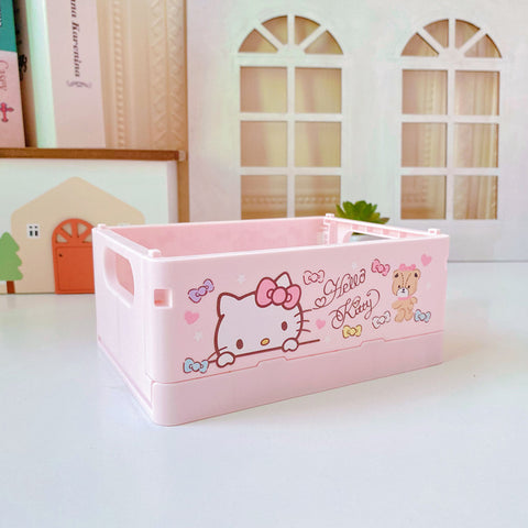 Sanrio Storage Box Desktop Folding Portable Small Box Living Room Plastic Sundries Box Cosmetic Storage