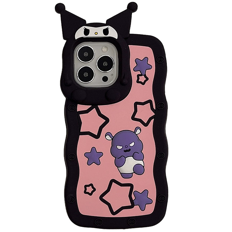 Sanrio 3D Silicone Stereoscopic Kuromi iPhone Cases Suitable for iPhone 11-14 Pro Max