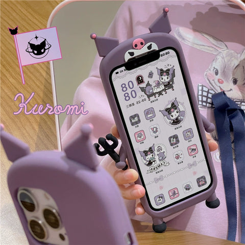 Sanrio 3D Silicone Stereoscopic Kuromi iPhone Cases Suitable for iPhone 11-14 Pro Max