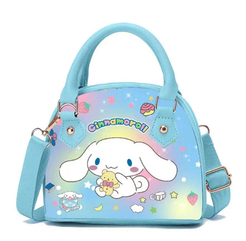 Sanrio Printed Gradient Zipper Handbag Leather Waterproof Crossbody One Shoulder Small Bag