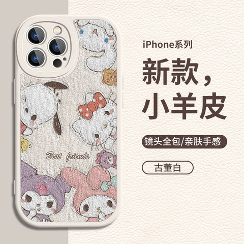 Oil Painting Cute Sanrio iPhone Case Full Body Protective Case For IPhone 11-15 Pro Max