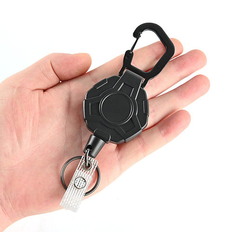 High elasticity thickened wire rope telescopic key chain carabiner outdoor rope second rebound anti-theft anti-loss easy pull buckle home99