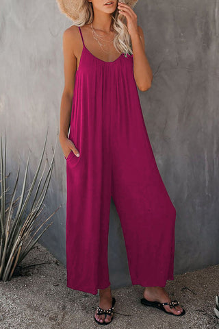 (S-3XL) Loose Jumpsuit Adjustable Straps w/Pockets(5 colors)