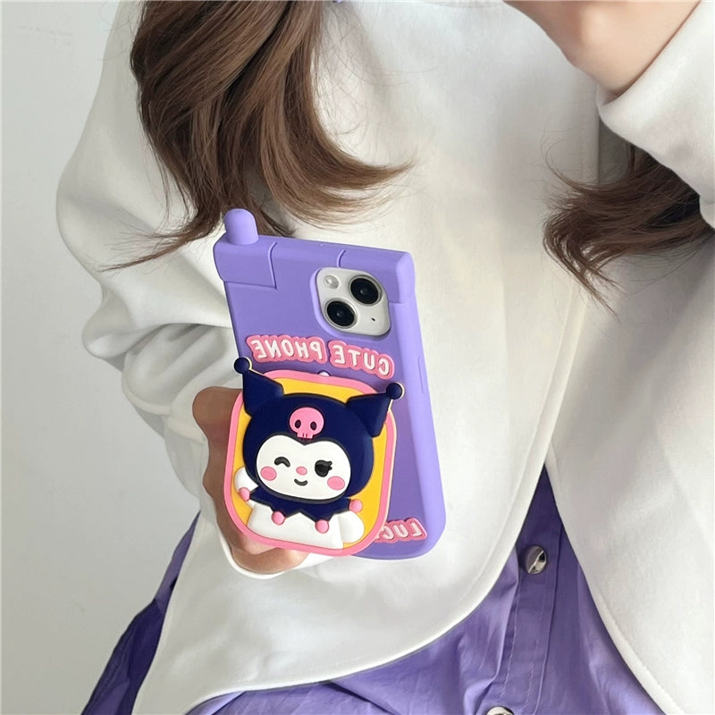 Sanrio 3D Silicone Stereoscopic Stich iPhone Cases with Mirror Suitable for iPhone 11-15 Pro Max