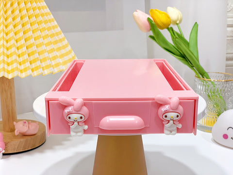 Sanrio Home Girl's Heart Bottom Table Hidden Adhesive Drawer Box Desk Stationery Sundries Storage Box