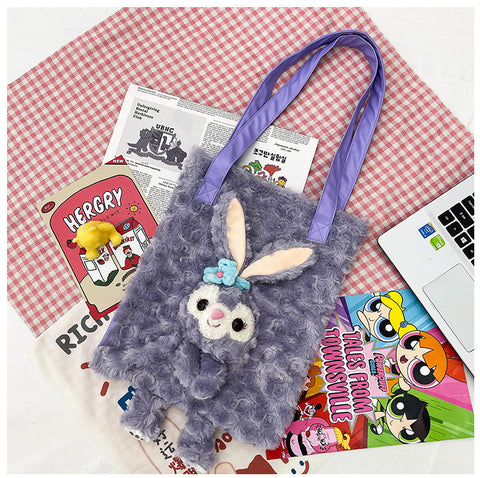 2023 Winter New Fashion Plush Cute Online Celebrity Portable Large-capacity Plush Shopping Bag Make-up Bag