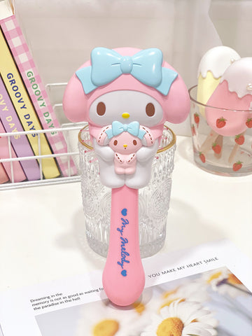 The New Sanrio Portable Cartoon Student Massage Airbag Comb Handle Mirror Koulomi Hand-held Cosmetic Mirror Hair Comb.