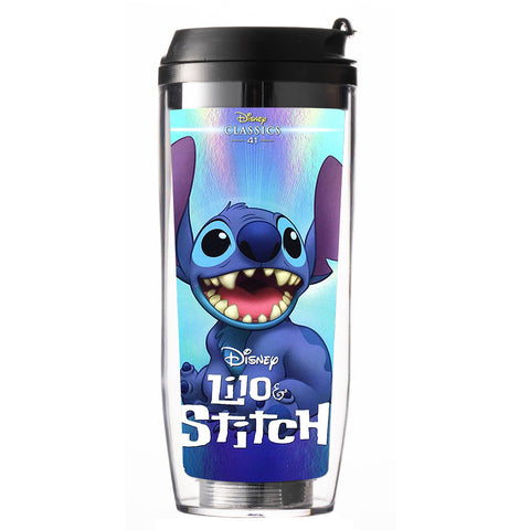 Stitchy Cup Amazon New Cartoon Cute Plastic Straw Cup Coffee Milk Tea Cup Insulated Water Cup