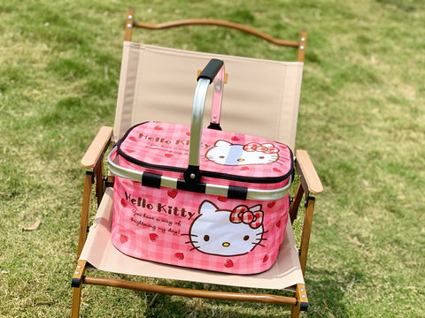 Sanrio Picnic Basket Outdoor Spring Outing Foldable Storage Basket Picnic Insulation Basket Camping Picnic Portable Basket