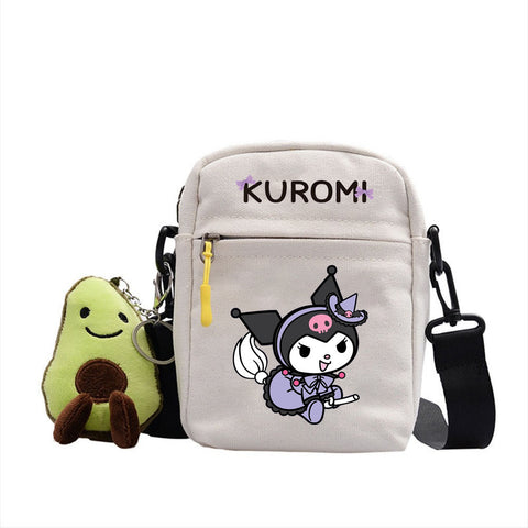 Kuromi Kuromi Backpack Anime Peripheral Diagonal Cross Bag Fashion Printed Small Square Bag Single Shoulder Diagonal Cross Men's and Women's Backpack