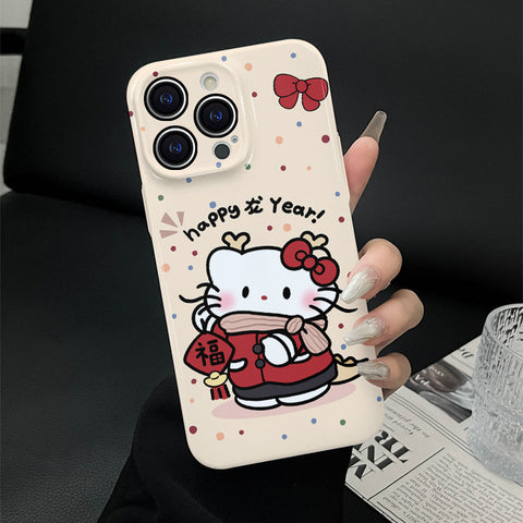 Sanrio Pink HK Cat IPhone Case Full Body Protective Case For IPhone 11-15 Pro Max