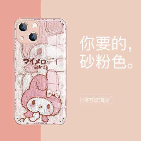 Oil Painting KT Cat Kuromi Cute Sanrio iPhone Case Full Body Protective Case For IPhone 11-15 Pro Max