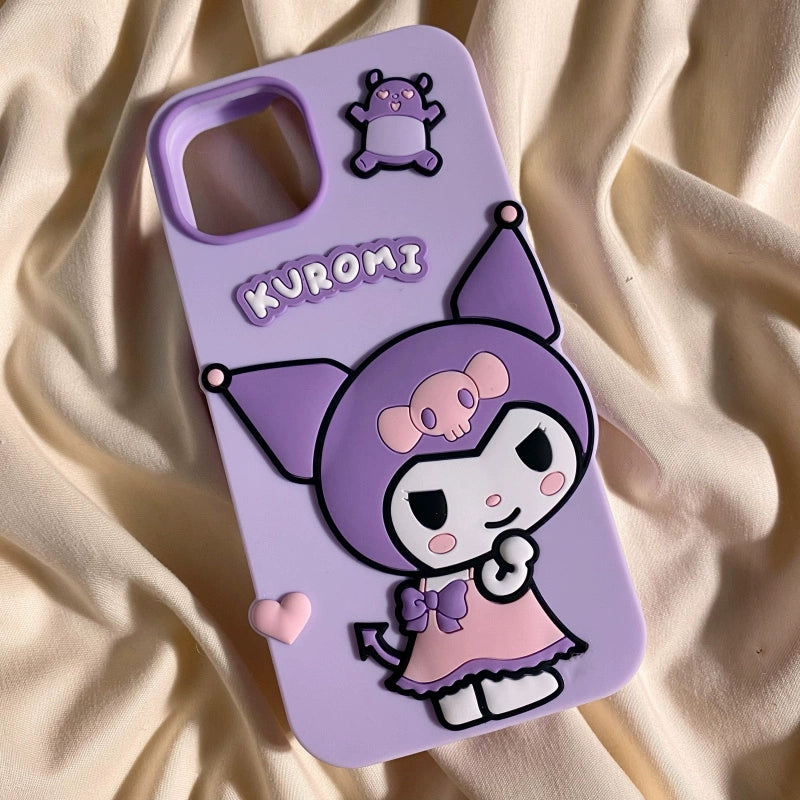 Sanrio 3D Silicone Stereoscopic Kuromi iPhone Cases Suitable for iPhone 11-15 Pro Max