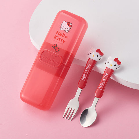 HELLO KITTY Children's Chopsticks Training Chopsticks 3 Year Old Baby Practice Learning 2 Spoons 6 Girls' Tableware Stage 1 and Stage 2