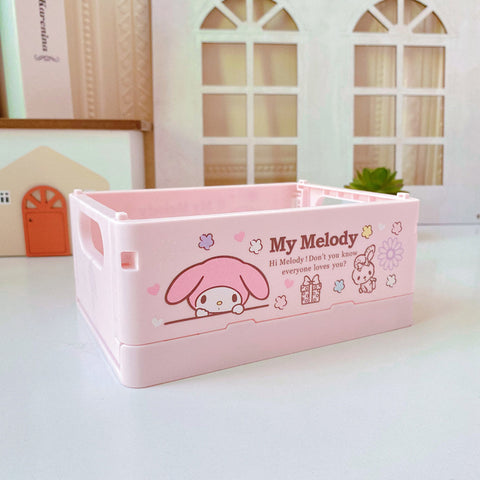 Sanrio Storage Box Desktop Folding Portable Small Box Living Room Plastic Sundries Box Cosmetic Storage