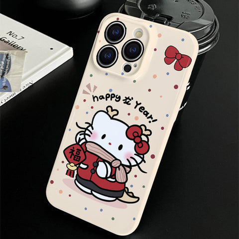 Sanrio Pink HK Cat IPhone Case Full Body Protective Case For IPhone 11-15 Pro Max