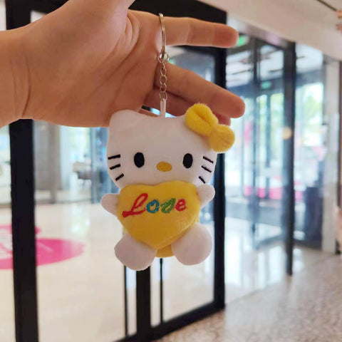 Toy KT Cat Plush Doll Key Chain Pendant Love Kitten Couple Bag Ornaments Grab Machine Doll.