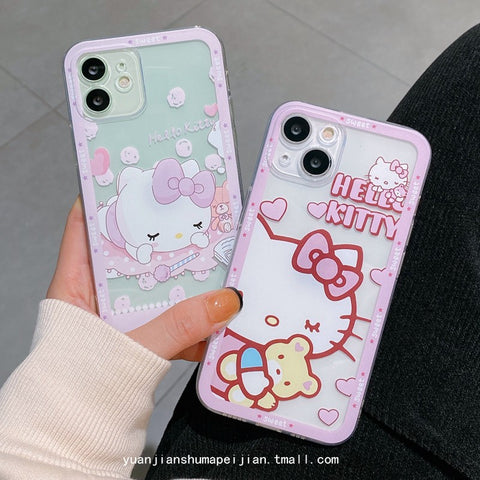 Sanrio TPU HK Cat IPhone Case Full Body Protective Case For IPhone 11-15 Pro Max