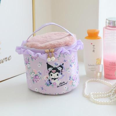 Sanrio Portable High-quality Large Capacity Princess Wind Portable Cosmetic Bag Wash Bag Cylinder Makeup Storage