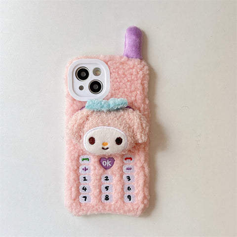 Sanrio 3D plush Hello Kitty Kuromi PomPom Melody iPhone Cases Suitable for iPhone 11-15 Pro Max