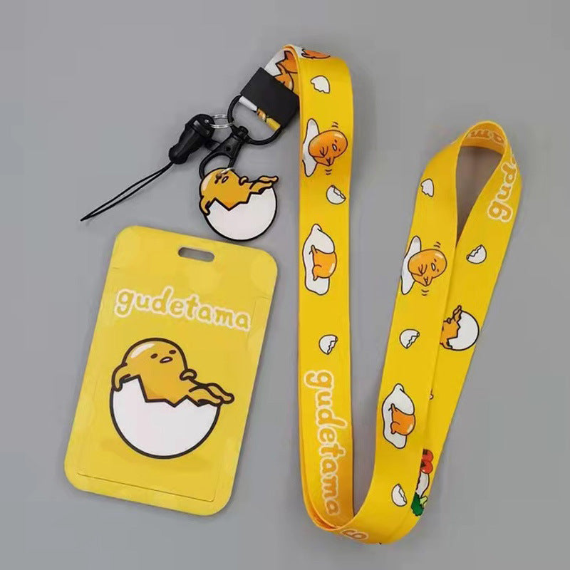 Gudetama Long Rope ID Set Student Subway Card Access Control Card Loss Prevention Card Set Public Transport Card Work Permit Hanger