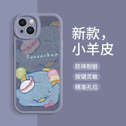 Suitable for Apple 15pro Phone Case 14 Sanrio IPhone 13 New 12pro Oil Painting Style 11pro Cat Xsmax Kuromi Xr Cute 8plus7 Sheepskin X Full Package Anti Drop 6 Sets