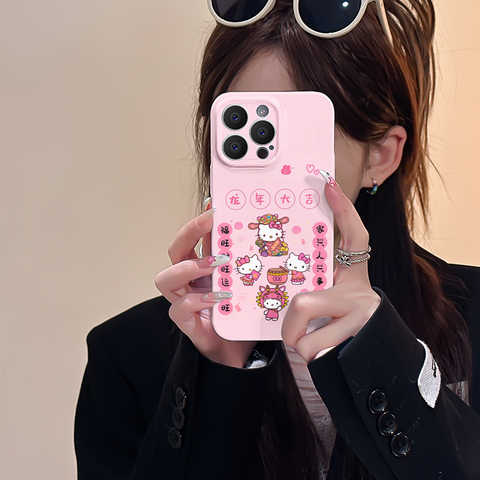 New Year Hellokitty Cute Sanrio iPhone Case Full Body Protective Case For IPhone 11-15 Pro Max