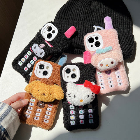 Sanrio 3D plush Hello Kitty Kuromi PomPom Melody iPhone Cases Suitable for iPhone 11-15 Pro Max