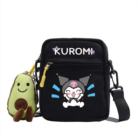 Kuromi Kuromi Backpack Anime Peripheral Diagonal Cross Bag Fashion Printed Small Square Bag Single Shoulder Diagonal Cross Men's and Women's Backpack