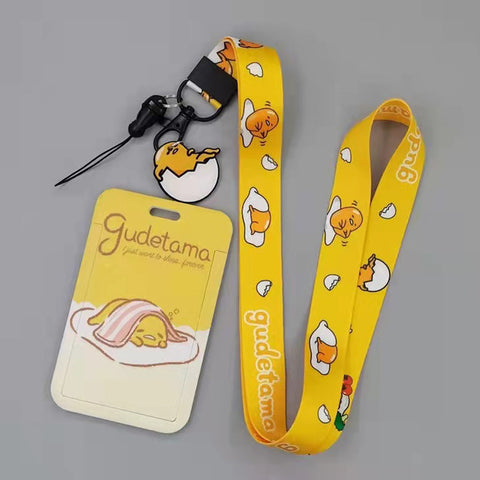 Gudetama Long Rope ID Set Student Subway Card Access Control Card Loss Prevention Card Set Public Transport Card Work Permit Hanger