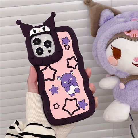 Sanrio 3D Silicone Stereoscopic Kuromi iPhone Cases Suitable for iPhone 11-14 Pro Max