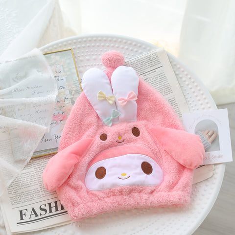 Sanrio Water Absorbent Quick Drying Hair Cap Girl Thickened Headband Wrapped Hair Bath Cap Coral Plush Hair Wipe Dry Hair Cap