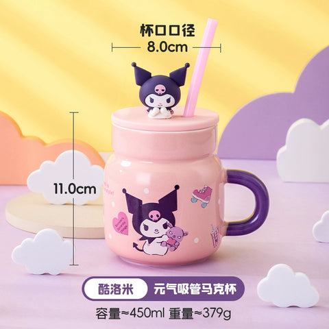 Sanrio Sanrio Hello Kitty Kuromi Cinnamoroll My Melody Straw Mug Water Cup 450ml