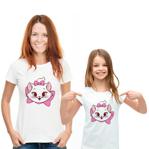 Round Neck Loose Parent-child T-shirt Mary Cat