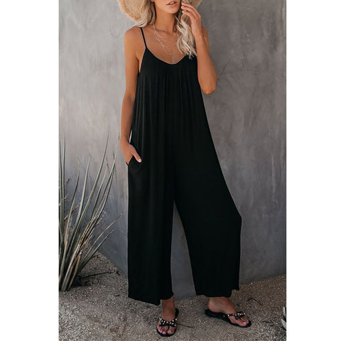 (S-3XL) Loose Jumpsuit Adjustable Straps w/Pockets(5 colors)