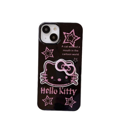 Sanrio Black Pink HK Cat IPhone Case Full Body Protective Case For IPhone 11-15 Pro Max