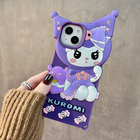 Sanrio 3D Silicone Stereoscopic Kuromi iPhone Cases Suitable for iPhone 11-14 Pro Max