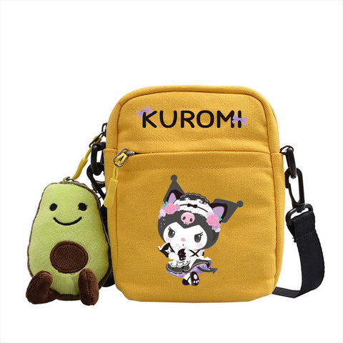 Kuromi Kuromi Backpack Anime Peripheral Diagonal Cross Bag Fashion Printed Small Square Bag Single Shoulder Diagonal Cross Men's and Women's Backpack