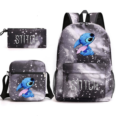 Shi Diqi Cartoon Printed Bag Set of Three Shi Dizai Pencil Case Shoulder Bag Backpack.