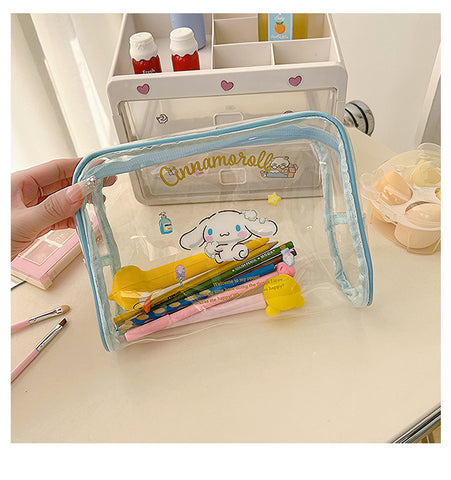 Sanrio Stationery Cosmetic Storage Bag, cute and sweet, hand in hand, bag zipper, large capacity makeup