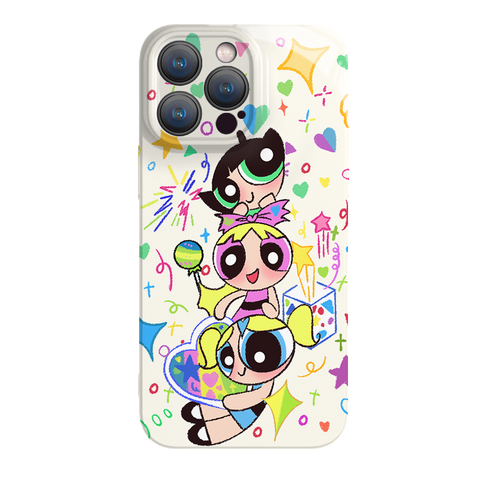 Cartoon Powerpuff Girl New Year Hellokitty Cute Sanrio iPhone Case Full Body Protective Case For IPhone 11-15 Pro Max