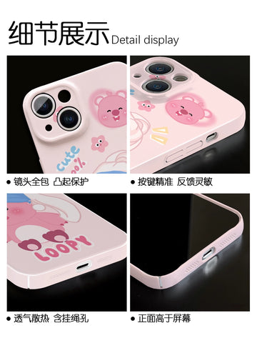 Japanese and Korean Cute Ruby Loopy Cute Sanrio iPhone Case Full Body Protective Case For IPhone 11-15 Pro Max