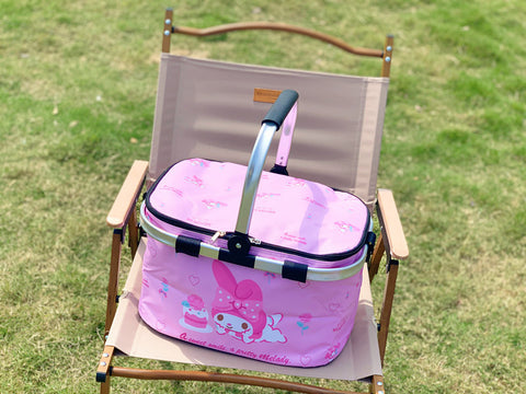 Sanrio Picnic Basket Outdoor Spring Outing Foldable Storage Basket Picnic Insulation Basket Camping Picnic Portable Basket