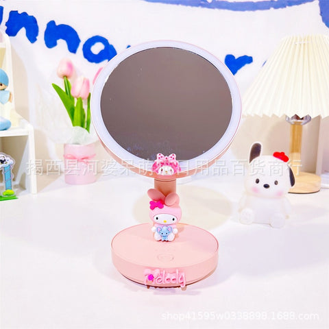 Sanrio Desk Mirror Small Desk Lamp In Student Dormitory Adjustable Mirror with Lamp Bedroom Gadget