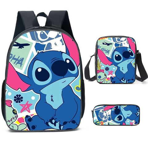 New Stitch Three-piece Backpack Crossbody Bag Pencil Case