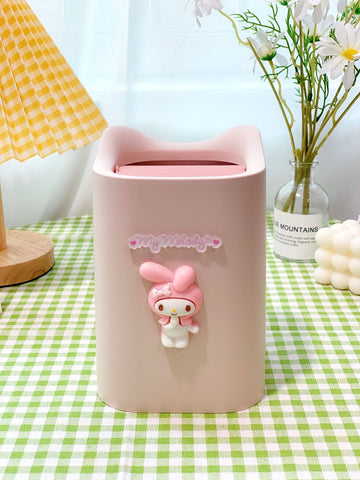 Cute Desktop Garbage Bin Cartoon Small Garbage Bin Office Desk Flip Cover Paper Scrap Bin Storage Bin