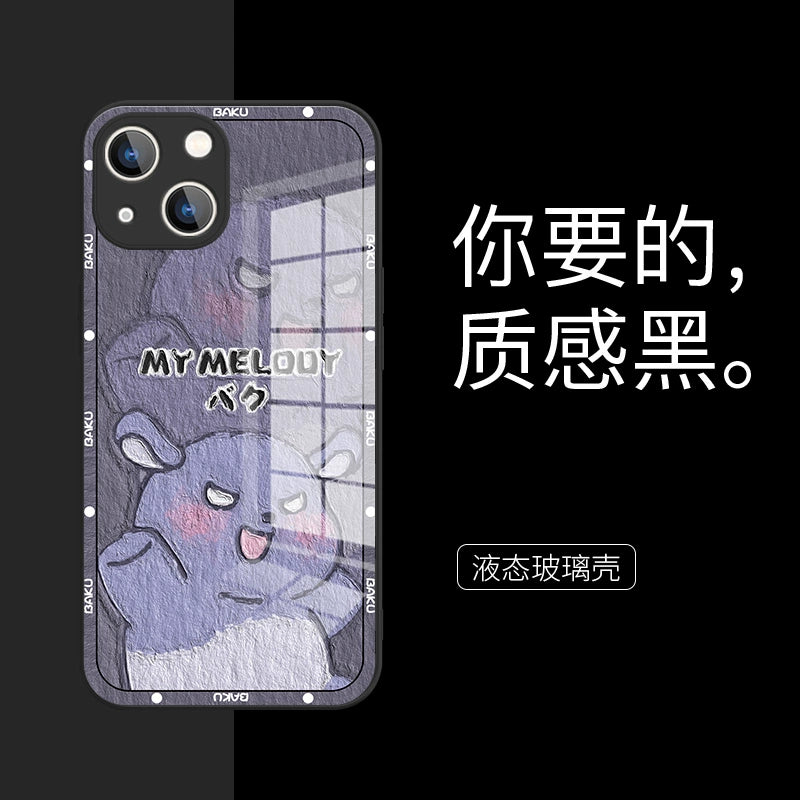 Oil Painting KT Cat Kuromi Cute Sanrio iPhone Case Full Body Protective Case For IPhone 11-15 Pro Max